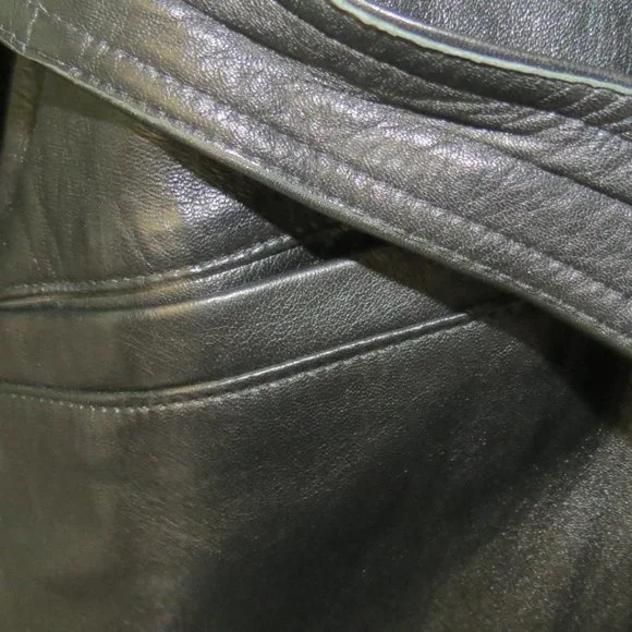 AUS-MOUTON AUSTRALIA - vintage double breasted leather coat - size med - Picture 3 of 8